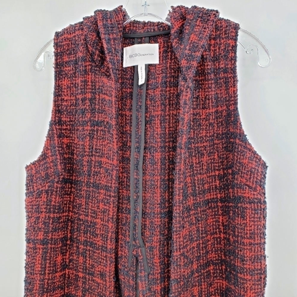Bcbgeneration Red Knit Split Back Hooded Vest Wit… - image 5